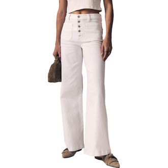 LE JEAN Georgia Patch Pocket Wide Leg Jeans in White at Nordstrom, Size 28
