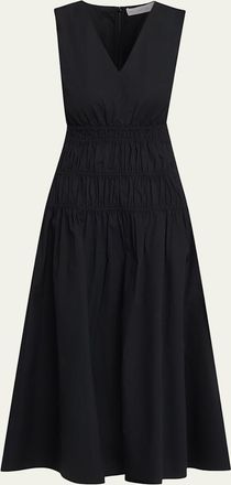 Proenza Schouler Loren Sleeveless Ruched Waist Cotton Midi Dress