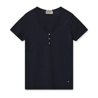 Mos Mosh Camiseta b&aacute;sica Navy Salute con cuello en V - Tops - Mujer - Azul - XS