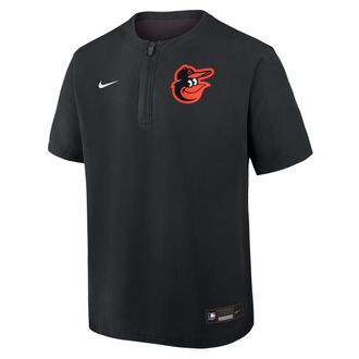 Nike Baltimore Orioles Authentic Collection Nike Mens Dri-FIT MLB 1/4-Zip Short-Sleeve Windshirt in Black | 04HF0GIMOLE-Q9T