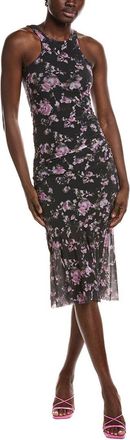 Ganni Printed Mesh Sleeveless Midi Dress