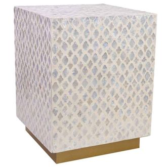 Wanderlust Deco Taburete de madera y capiz beige 35x35x45h cm