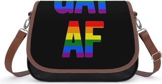 Generic LGBT Gay Proud AF Womens Crossbody Bag Fashion Shoulder Handbags Message Tote Bag with Adjustable Strap