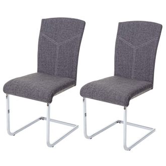 Hhg Hhg - Juego De 2 Sillas De Comedor 524, Cantilever Silla De Cocina Silla De Conferencia, Tela/textil, Gris