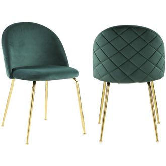 Vente-Unique Vente-unique - Lotto di 2 sedie in Velluto e Metallo Dorato Verde - melbourne