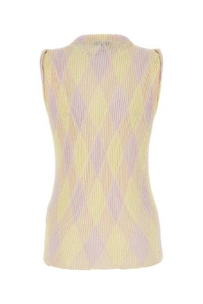 Burberry Womens Argyle Jacquard Cotton-Silk Blend Sweater Beige
