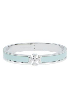 Tory Burch Medium Icon Enamel Bracelet in Tory Silver /Light Green at Nordstrom