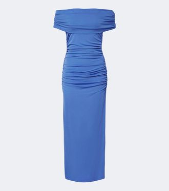 Carolina Herrera Ruched off-shoulder jersey midi dress