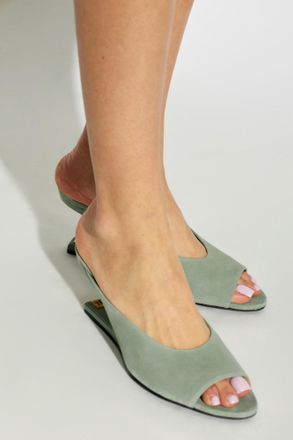 Balmain Suede Wedge Sandals, Womens, Green
