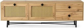 Dmora Mueble de televisi&oacute;n efecto madera roble, negro 180x40 cm