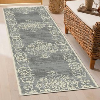 Runrug Hallway Carpet Runner Rug - Soft & Comfy, 9mm - Bayeux in Grey | Size: 60 cm x 420 cm