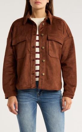 Vigoss Faux Suede Shacket in Chocolate at Nordstrom Rack, Size X-Large