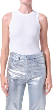 A Gold E Leigh Rib Racerback Tank in White at Nordstrom, Size X-Small