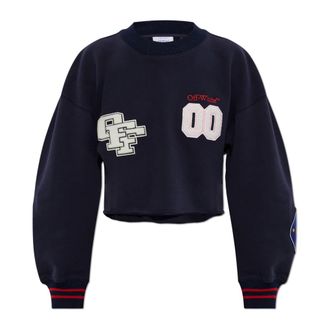 Off-white Sweatshirts, female, Blue, Size: 2XS Royal Patch Cropped Sweatshirt