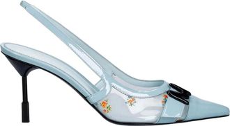 Msgm Msgm, Schoenen, Dames, Blauw, 36 EU, Leer, Floral Buckle Pumps