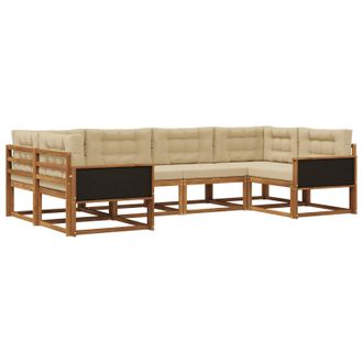 vidaXL Conjunto De Sof&aacute;s De Exterior Con Coj&iacute;n 6 Pcs Natural Y Beige Vidaxl
