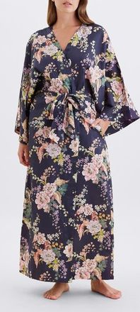 Papinelle Sleepwear Betsy Sateen Maxi Robe in Navy at Nordstrom, Size X-Small