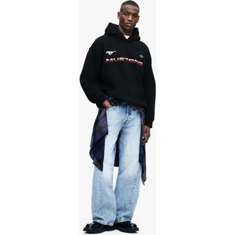 H&M Loose Fit Hoodie in Black/ford at Nordstrom, Size Xxx-Large