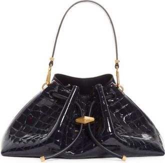 Jimmy Choo London The Cinch East/West Croc Embossed Leather Bucket Bag in Marine/gold at Nordstrom