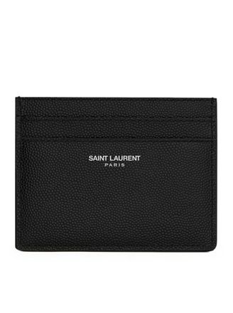 Saint Laurent PARIS BLACK TEXTURED LEATHER CREDIT CARD HOLDER - Saint Laurent - Man