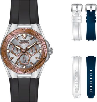 Invicta Speedway 51129 Herenhorloge - Quartz Uurwerk - Roestvrij Staal met Zilveren Wijzerplaat - 45 mm - Met Extra Bandjes