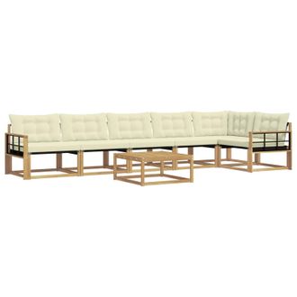 vidaXL Conjunto De Sof&aacute;s De Exterior 7 Pcs Blanco Y Crema Vidaxl
