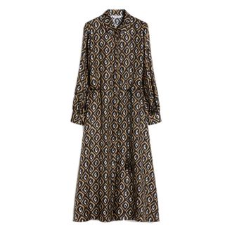 Max Mara Shirt Dresses, female, Multicolor, Size: 2XS Printed Silk Twill Dress