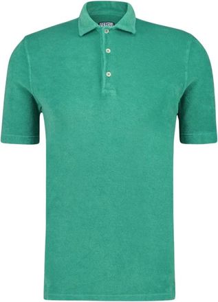 Fedeli Groene Terry Korte Mouw Shirt - Heren - Polos - Groen - L - Katoen - Tops