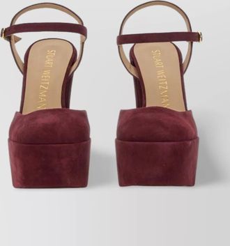 Stuart Weitzman suede square toe platform pumps