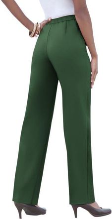 Roaman's Plus Size Classic Bend Over Structured Straight Leg Pull-On Pant in Midnight Green at Nordstrom, Size 40Short