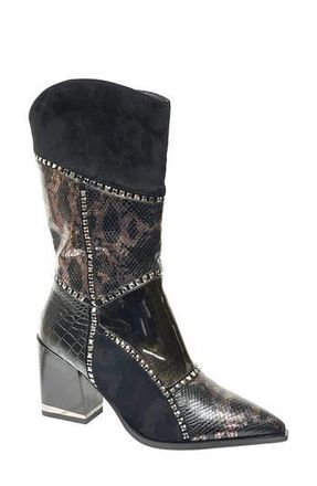 Ninety Union Art Patchwork Studded Snake Embossed Boot in Black at Nordstrom Rack, Size 11 M