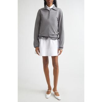 Stella McCartney Frilled Lightweight Wool Polo in Grey Melange at Nordstrom, Size X-Small