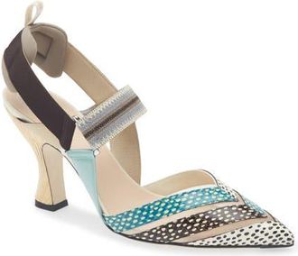 Fendi Colibri Slingback Pump in White Multi at Nordstrom, Size 11.5Us