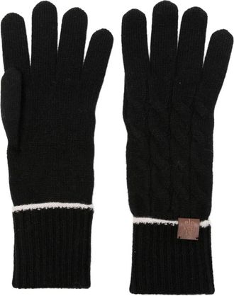 Eleventy Kabelgebreide kasjmier handschoenen - Zwart