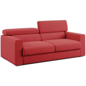 Divani.Store Divani.store - Dylan Sof&aacute; Con Pouf Extra&iacute;ble En Tejido Efecto Algod&oacute;n Impermeable 188 Cm Rojo