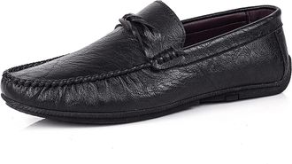 Generic Mens Loafers Shoes Simple Lightweight Penny Loafers Leather Slip Resistant Flexible Lightweight Wedding Classic Slip-ons(Black,6.5 UK)