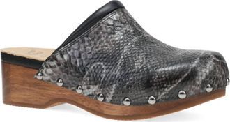 Dansko Womens Andie Wood Clogs In Grey Snake