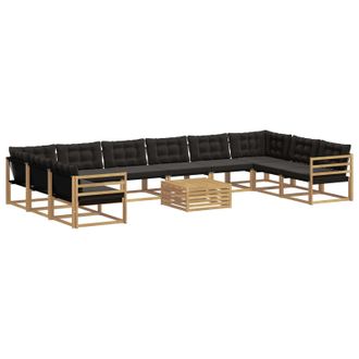 vidaXL Conjunto De Sof&aacute;s De Exterior 11 Uds. Blanco Y Negro Vidaxl