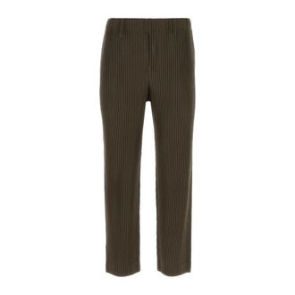 Issey Miyake Broeken, Heren, Bruin, M, Polyester, Slim-fit Broeken
