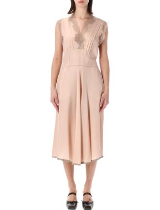 Maison Margiela Four Stitches Lace Trim Silk Midi