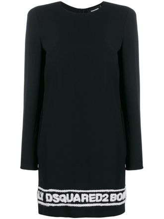 Dsquared2 logo hem dress - women - Polyester/Acetate/Viscose/Spandex/Elastane/Viscose - 36 - Black