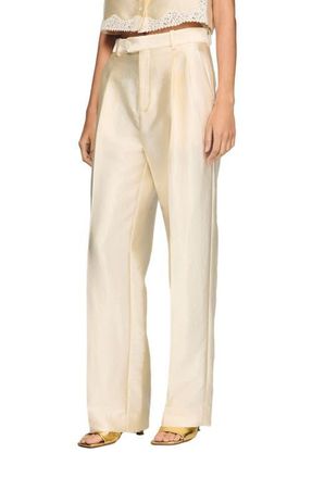 Sandro Satin trousers in Cream at Nordstrom, Size 36 Eu
