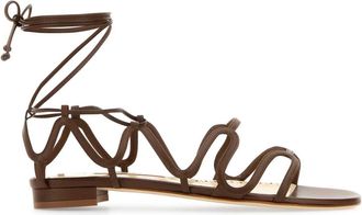Manolo Blahnik Womens Brown Leather Fawda Sandals - Size EU 39