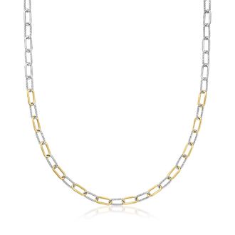 RS Pure by Ross-Simons 18kt Gold Over Sterling and Sterling Silver Twisted Paper Clip Link Necklace