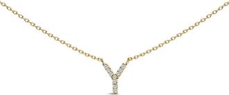 House of Brilliance 10K Yellow Gold Diamond Accent A-Z Block Initial Pendant Necklace in Yellow Gold | Y at Nordstrom