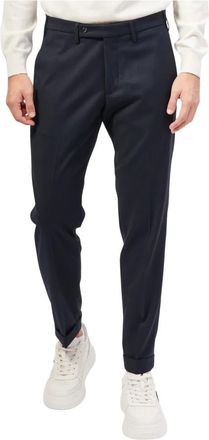 Michael Coal Broeken, Heren, Blauw, W40, Katoen, Blauwe Stretch Katoen Gabardine Broek