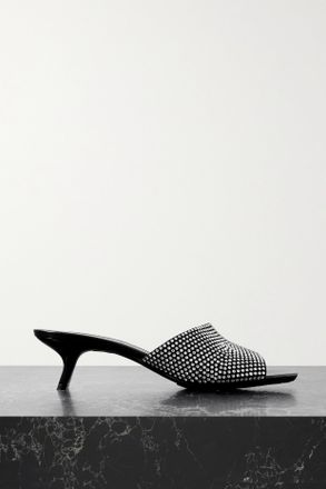 Loewe Mule In Camoscio Con Cristalli Petal - Nero