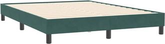 vidaXL Cama Box Spring Sin Colch&oacute;n Terciopelo Verde Oscuro 140x210 Cm Vidaxl