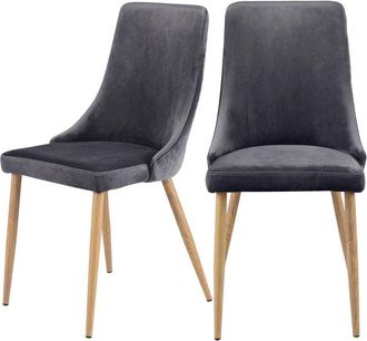 Rendez-Vous D&eacute;co Rendez-vous D&eacute;co - Set De 2 Sillas De Terciopelo Gris - Vinni