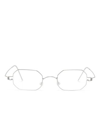Lindberg geometric-frame glasses - unisex - Titanium - 45 - Silver